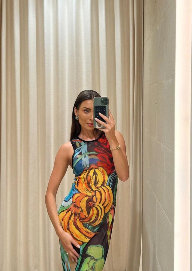 Venroy Mesh Tank Dress - 12 / Multi - Dresses