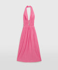 Venroy Ruched Halter Midi Dress - 8 / Pink - Dresses