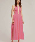 Venroy Ruched Halter Midi Dress - 8 / Pink - Dresses