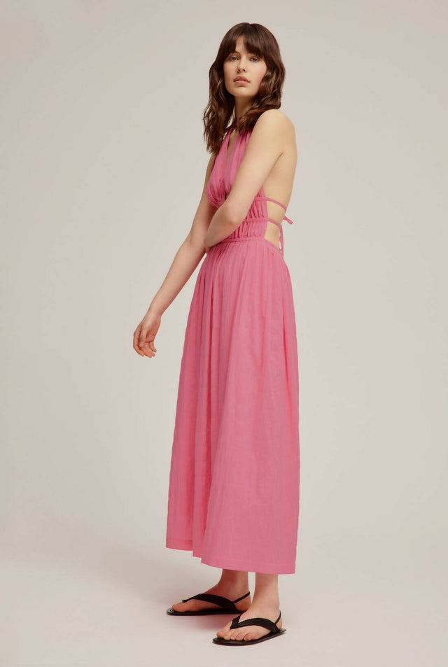 Venroy Ruched Halter Midi Dress - 8 / Pink - Dresses