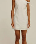 Venroy Side Tie Linen Mini Dress White Size L / 12 - 12 / White - Dresses