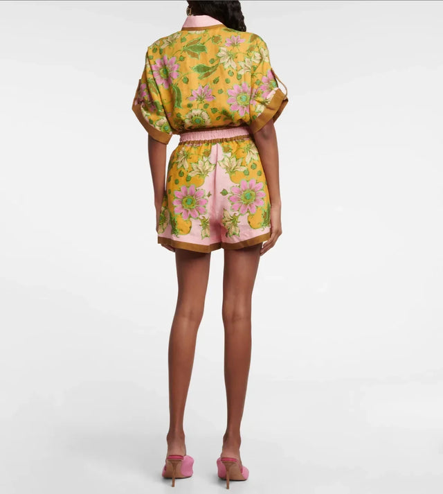 Alemais Winnie Floral Spliced Pink Shirt and Short Two Piece Set Print