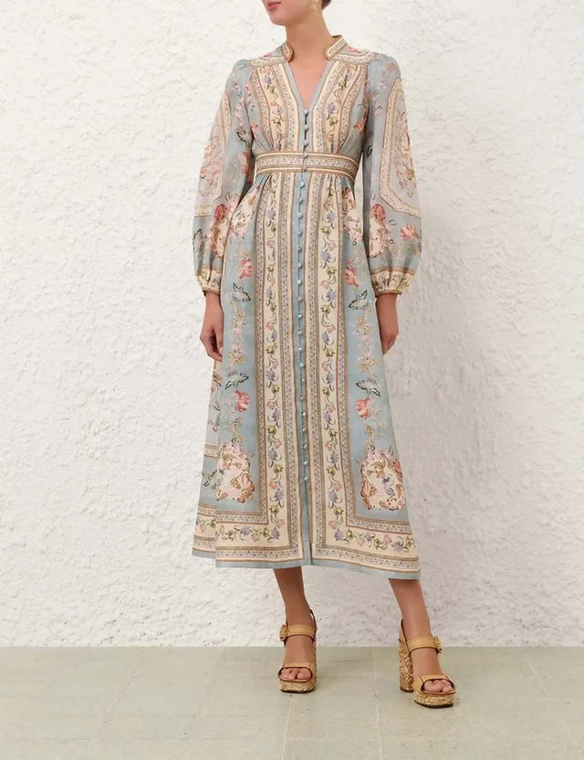 Zimmermann Roselight Plunge Midi Dress