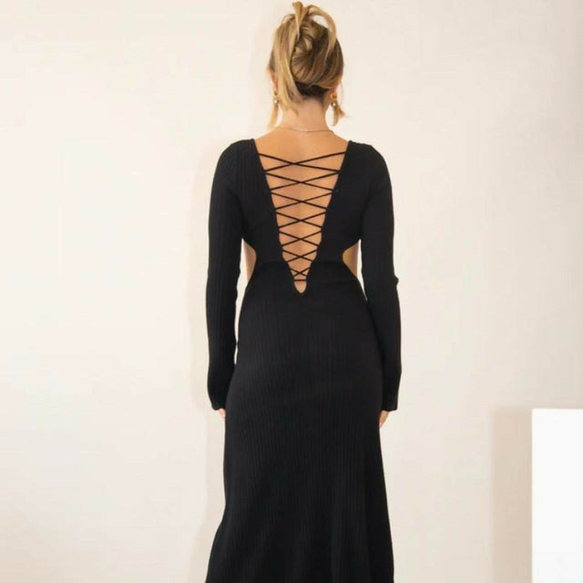 VRG GRL Vibes Are Real Knit Maxi Dress - 10 / Black - Dresses