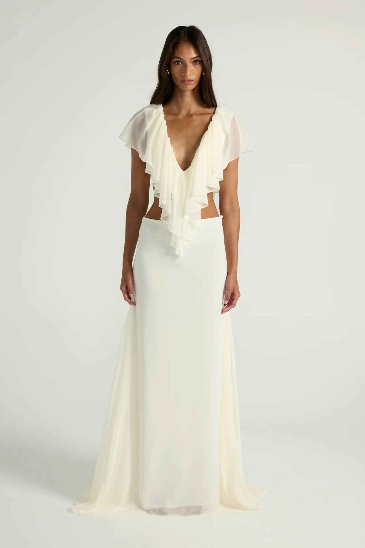 Ance Gria Clover Top and Skirt Set Ivory SIze 8 – designer dress hire