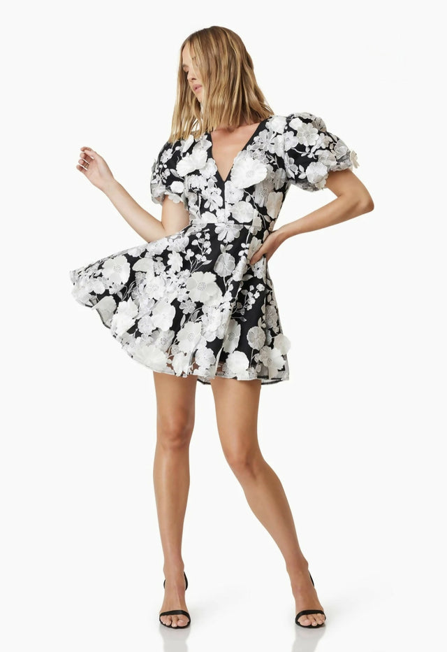 Elliatt Selene Floral Mini Dress Black Size M