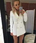White Blazer Jumpsuit - 6 / White - Dresses