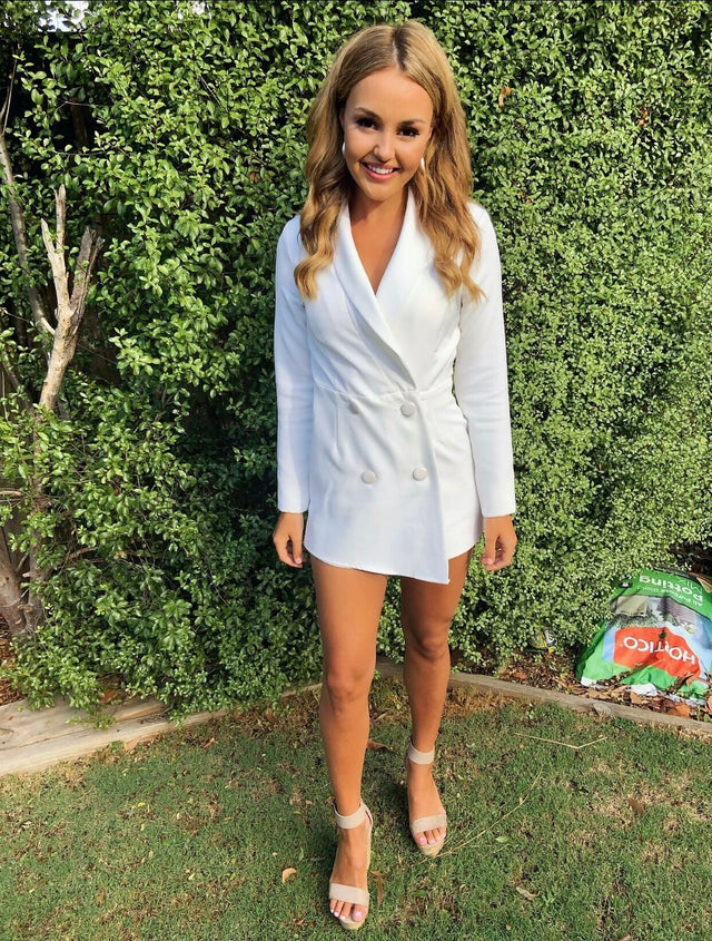 White Blazer Jumpsuit - 6 / White - Dresses