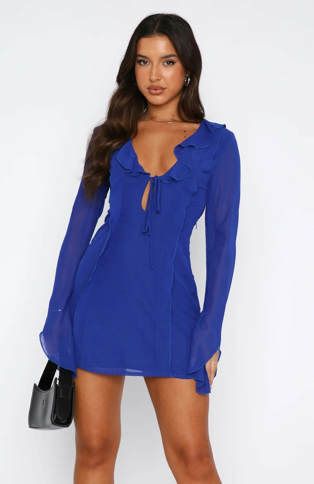 White Fox Boutique Falling to Pieces Dress in Azure