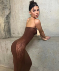 Whitefox ’Your Peace’ Midi - OS / Brown - Dresses