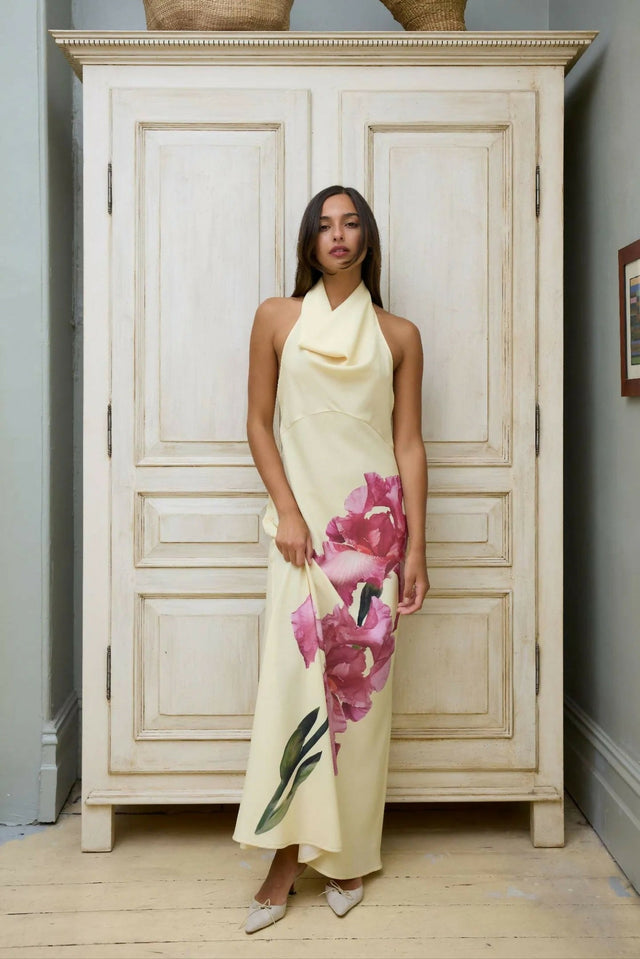 With Harper Lu Cowl Slip Dress Iris Floral - Dresses