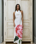 With Harper Lu Cowl Slip Dress White Rose - 6 / Print - Dresses