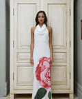 With Harper Lu Cowl Slip Dress White Rose - 6 / Print - Dresses