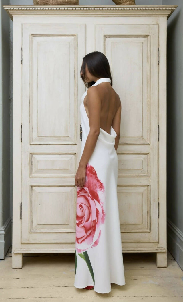 With Harper Lu Cowl Slip Dress White Rose - 6 / Print - Dresses