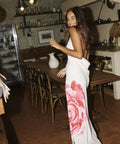 With Harper Lu Cowl Slip Dress White Rose - 6 / Print - Dresses