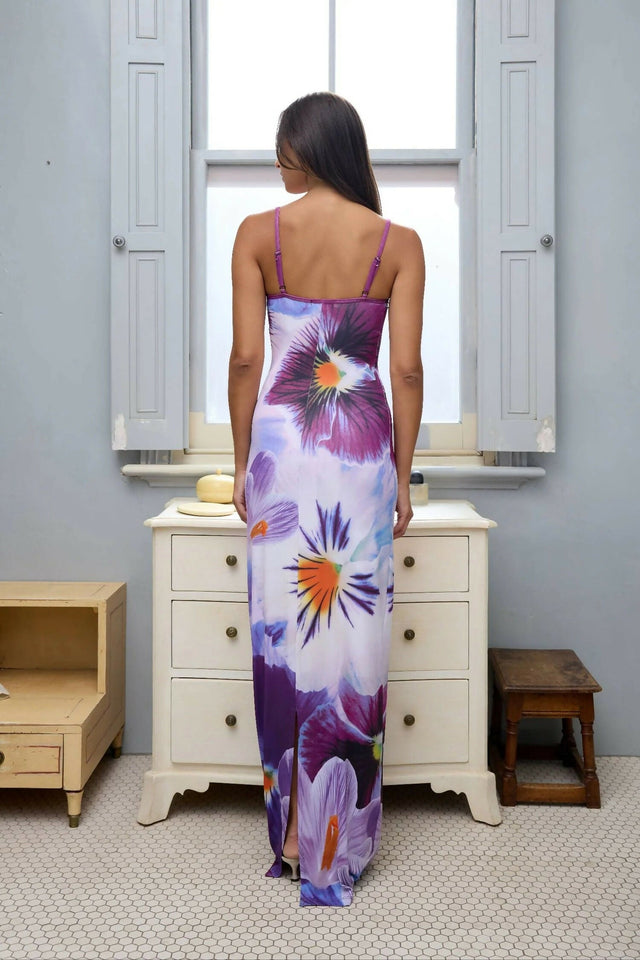 With Harper Lu Indigo Blossom Midi Dress - 8 / Indigo - Dresses