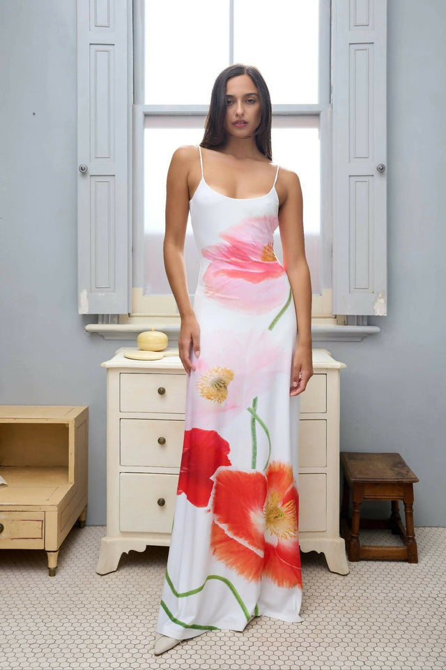 With Harper Lu Low Back Citrus Poppy Maxi Dress - Dresses