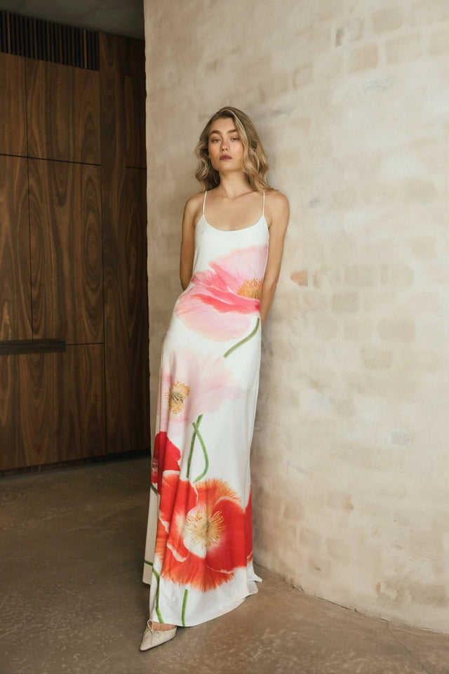 With Harper Lu Low Back Citrus Poppy Maxi Dress - Dresses