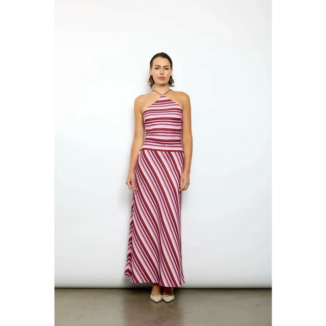 With Harper Lu Magenta Stripe Halter Size 8 - 8 / Multi - Dresses