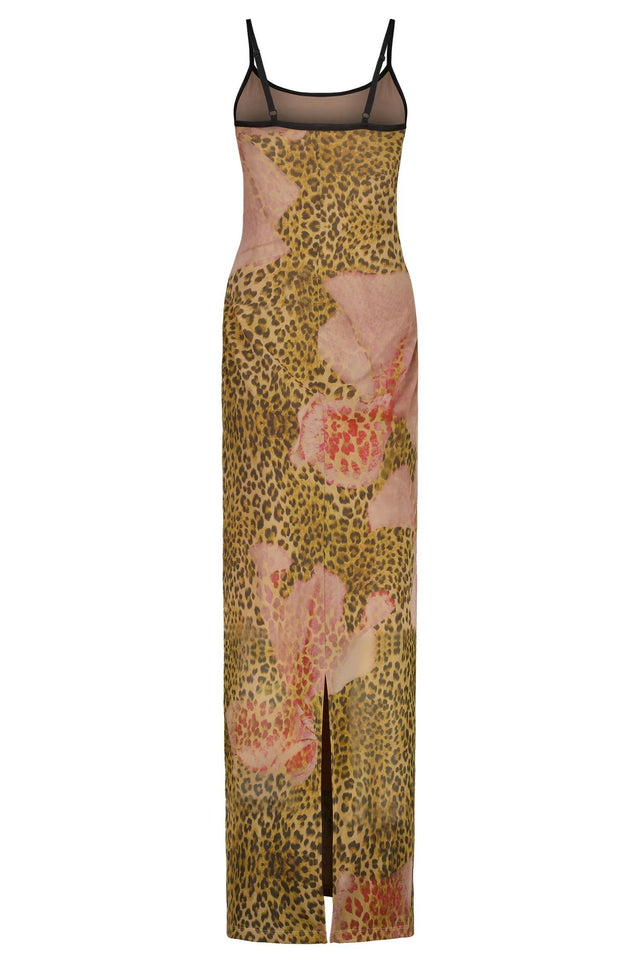 With Harper Lu Mesh Leopard Slip Maxi Dress - 8 / Print - Dresses