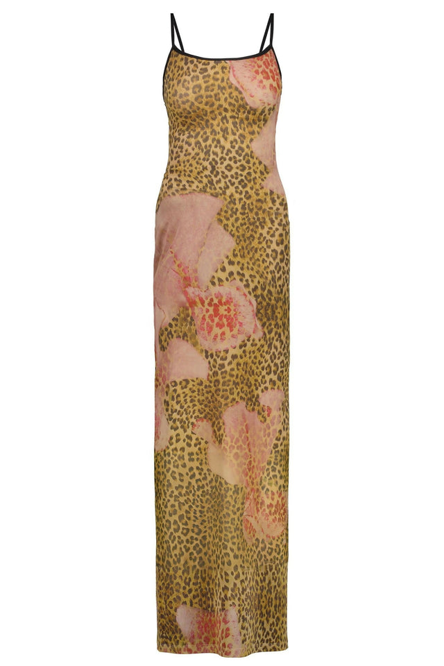 With Harper Lu Mesh Leopard Slip Maxi Dress - 8 / Print - Dresses