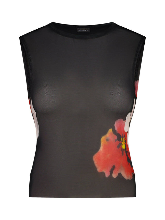 With Harper Lu Mesh Tank & Skirt Set| Black Floral - 6 / Multi - Outfit Sets