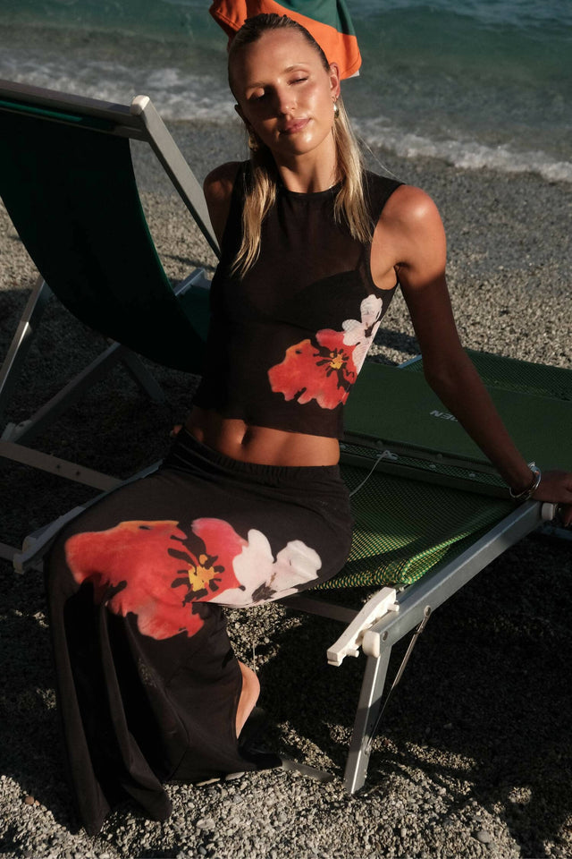 With Harper Lu Mesh Tank & Skirt Set| Black Floral - 6 / Multi - Outfit Sets