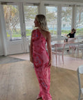 With Harper Lu One Shoulder Sheer Maxi Dress in Pink Rose - Dresses