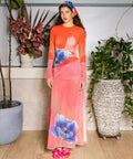 With Harper Lu Panel Maxi Dress Mesh Contrast Poppy Size 10 & 12 - Dresses