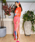 With Harper Lu Panel Maxi Dress Mesh Contrast Poppy Size 10 & 12 - Dresses