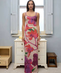 With Harper Lu Slip Dress Mesh Fuchsia Bloom - 8 / Multi - Dresses