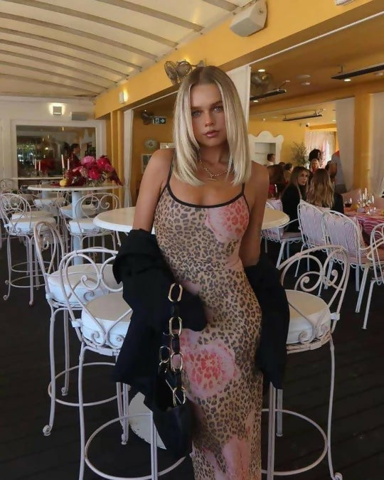 With Harper Lu Slip Dress Mesh Leopard - 8 / Print - Dresses