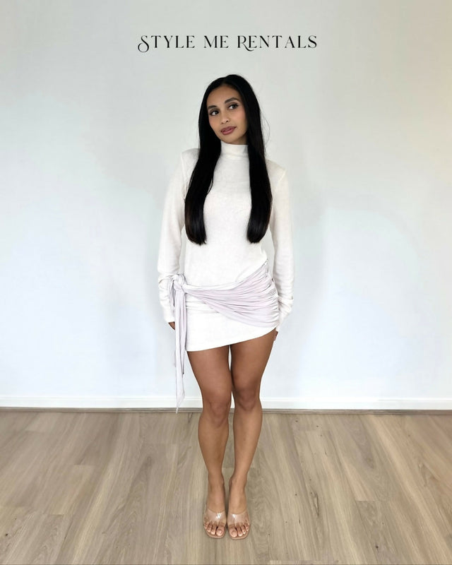 With Harper Lu Textured Wrap Mini Dress Ivory - M / Ivory - Dresses