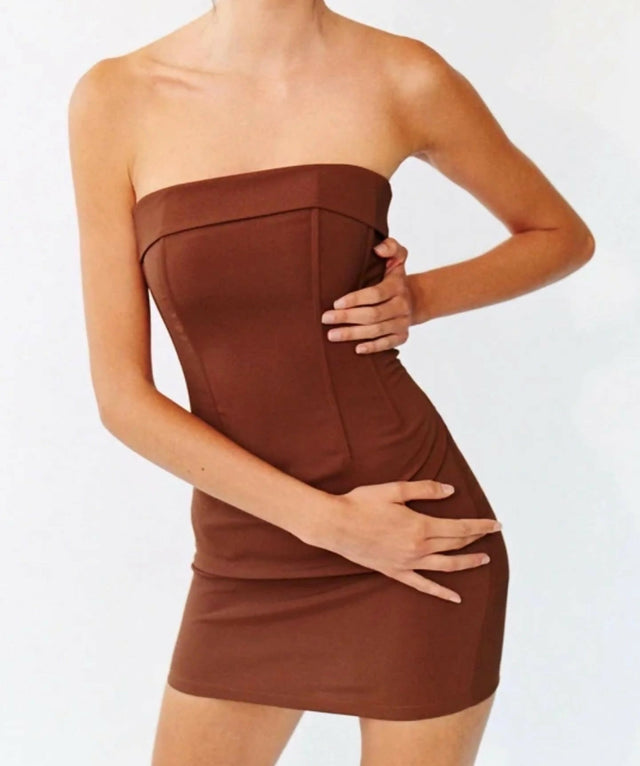 With Jean Corset Mini Brown - 8 / Brown - Dresses