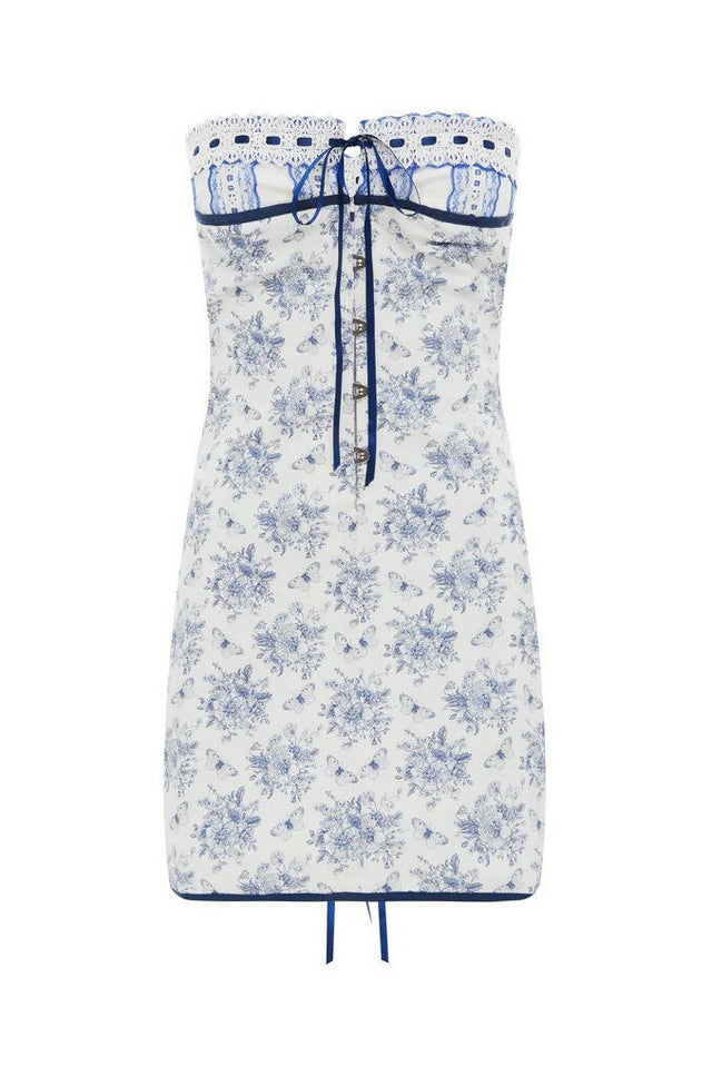 With Jean Sabrin Strapless Mini Dress in Toile Papillon - Dresses