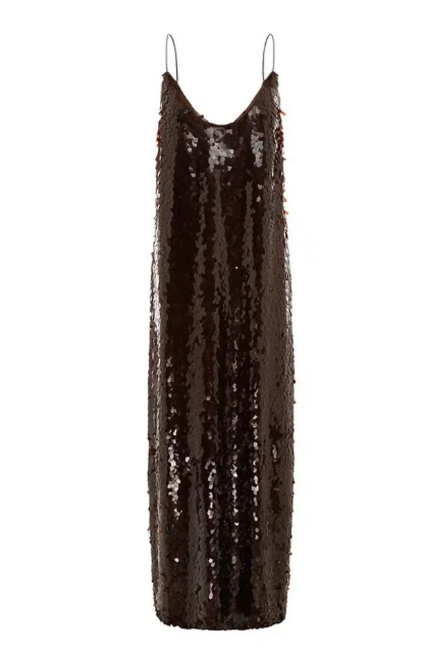Alemais Geanie Sequin Gown Chocolate Brown