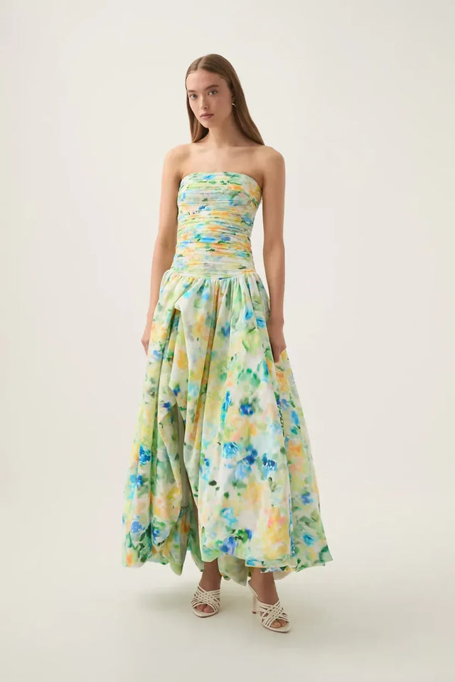 Aje Violette Bubble Hem Maxi Dress Floral Haze