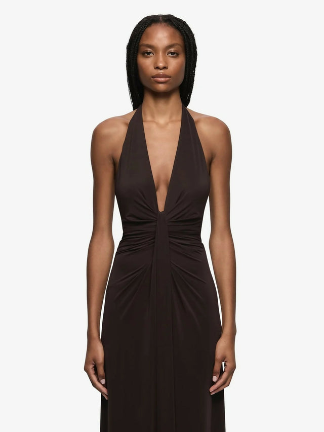 Bec & Bridge Tillie Drape Maxi Dress - Dark Chocolate