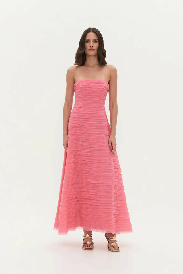 AJE Soundscape Maxi Dress In Guava Pink