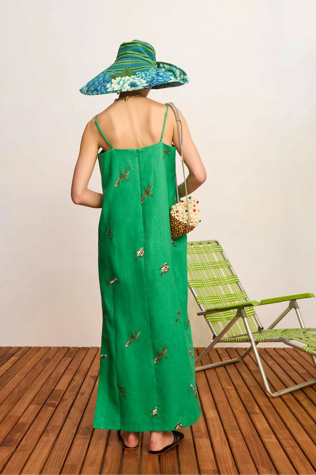 Alemais Wanda Embroided Midi Dress Green