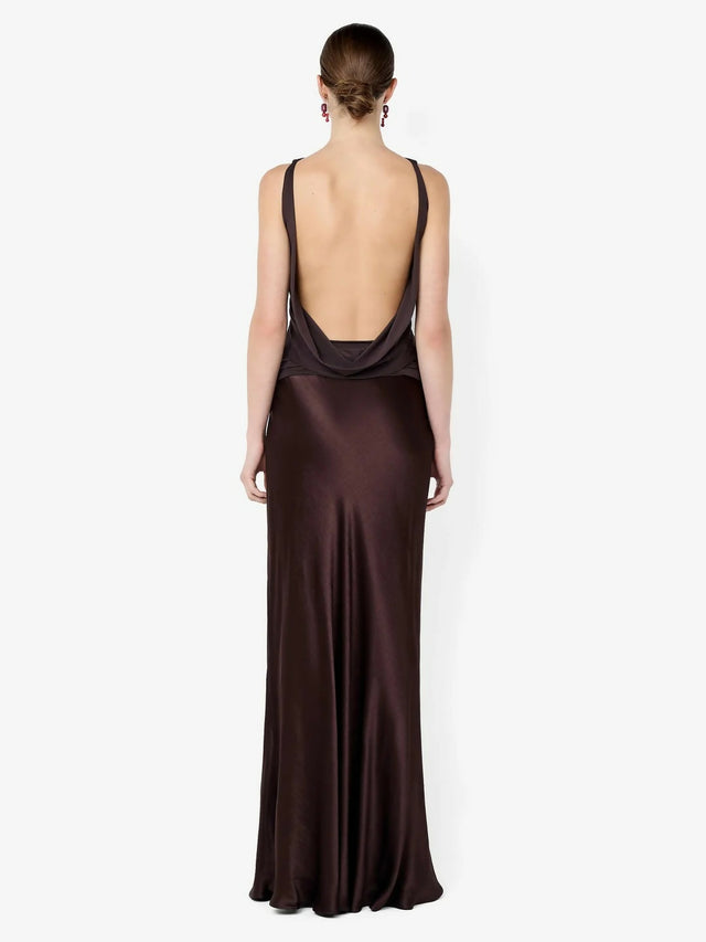 Bec & Bridge Mirabelle Cowl Neck Maxi Dress in Dark Chocolate
