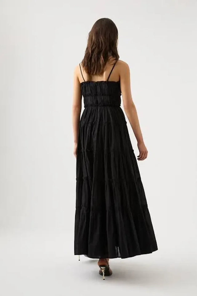 Aje Luna Tiered Maxi Dress Black
