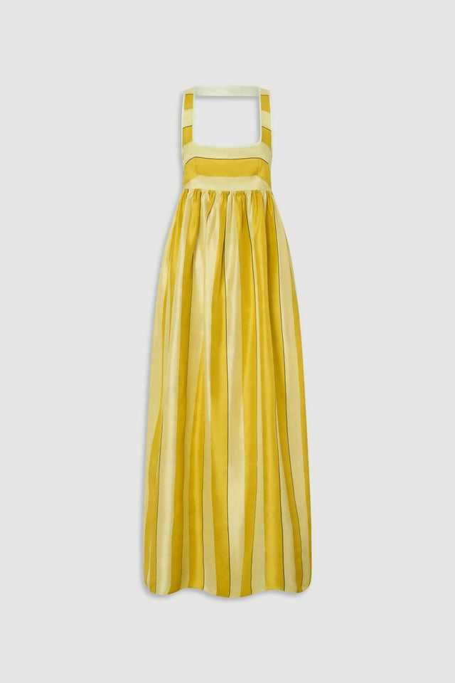 Oroton Slub Silk Striped Sundress Size 10