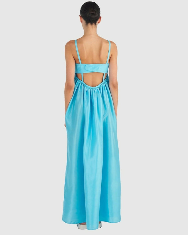 Oroton Bodice Detail Gown Lake Blue