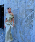 YLD Design Sage Cowl Cut Out Maxi Dress - 6 / Green - Dresses