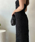 YLD Design Strapless Ruffle Maxi Dress in Black - 8 / Black - Dresses