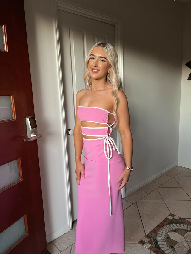 YLD Pink and White Bandeau Set - 8 / Pink - Outfit Sets