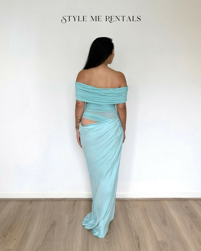 Benni Nico Off Shoulder Maxi Dress Aquamarine