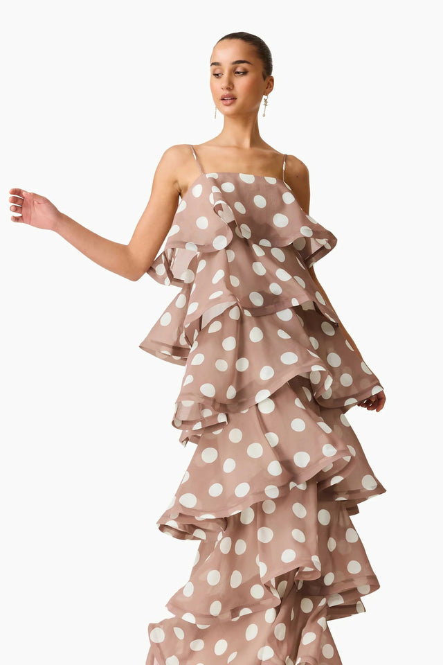 Elliatt Sola Tiered Maxi Dress - Fawn