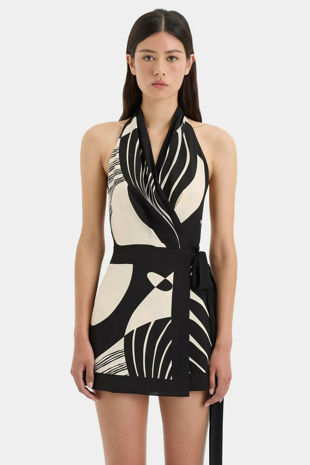 SIR Realisme Wrap Halter Mini Dress
